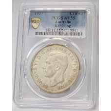 AUSTRALIA 1937 . CROWN . PCGS AU55